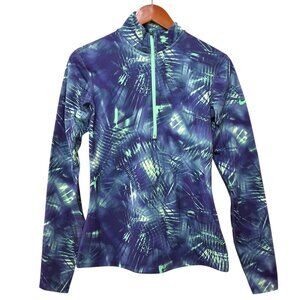 Nike Womens Pro Dri-Fit 1/2 Zip Long Sleeve Training Top Purple/Neon Green Desig